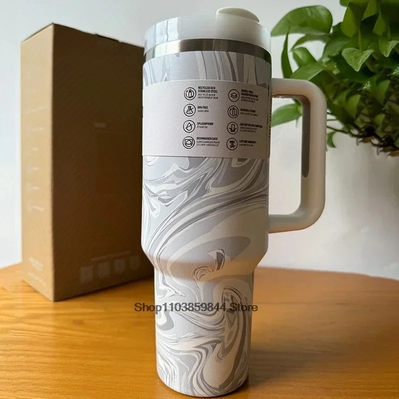 2025 New Hot 40Oz Stainless Steel Vacuum Flask Insulated Tumbler Cup with Lid and Straw Large Capacity for Travel Outdoor