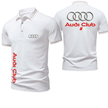 Audi Men's Polo Shirt Summer Casual Breathable Comfortable High-Quality Motorcycle Short Sleeve T-Shirt for Men