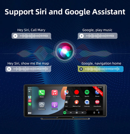 10.26 Inch Carplay & Android Auto 4K 2160P Wifi Dash Cam Rearview Camera Mirror Car DVR GPS Navigation Dual Lens Video Recorder