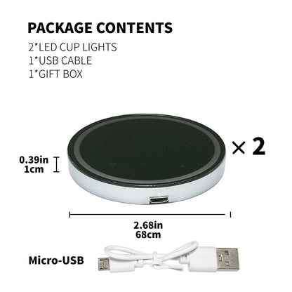 2PCS LED Cup Holder Lights for Car, Rechargeable 7 Color-Changing Light Up Cup Holder Insert Coasters, Car Accessories for Teens