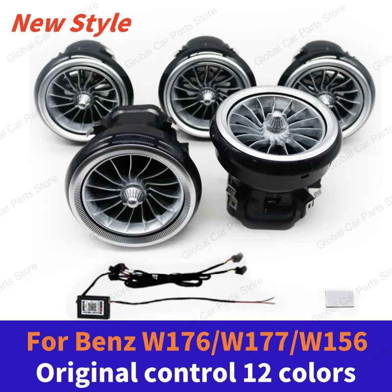 For Mercedes-Benz A CLA GLA W176 W117 W156 Led Car Air Vents Turbine Nozzle 12/64 Colors Ambient Light Kit Colors Vents Car Part