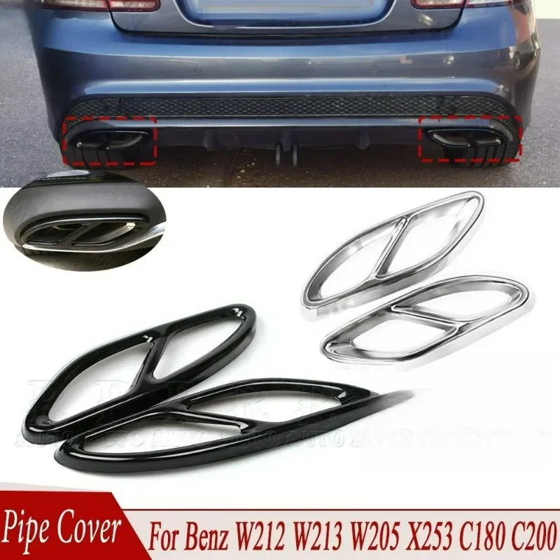 Pkx R-AUTO Exhaust Tip Muffler Pipe Cover Tail Pipe Stee For A Class W176 B Class W246 Mercedes Benz W212 W213 W205 X253 C180 C2