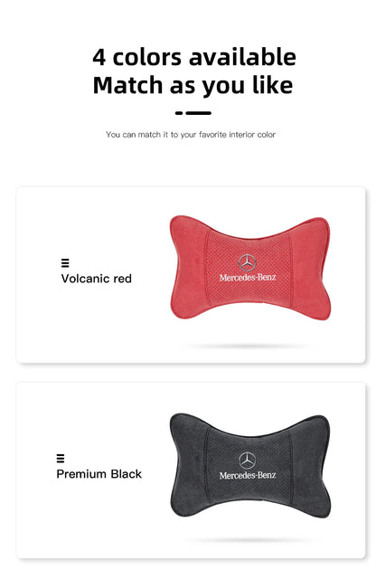 Suede Headrest Car Breathable Memory Foam Neck Pillow For Benz AMG W203 W206 W220 W205 W211 W212 W201 W210 W108 W168 GLC W176