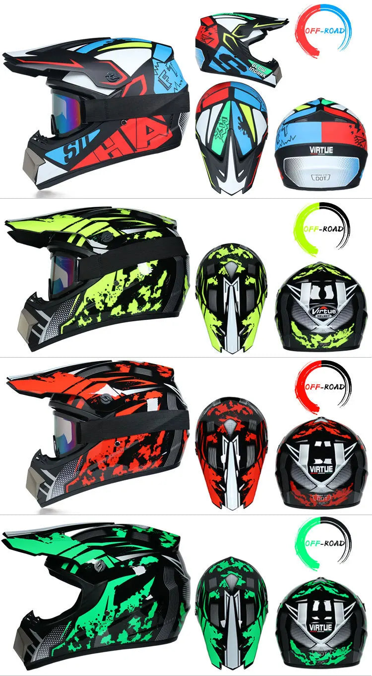 Motorcycle Helmet Professional Motocross Off Road protective Helm Children Off-road Casque Capacete De Motocicleta Gift Goggles