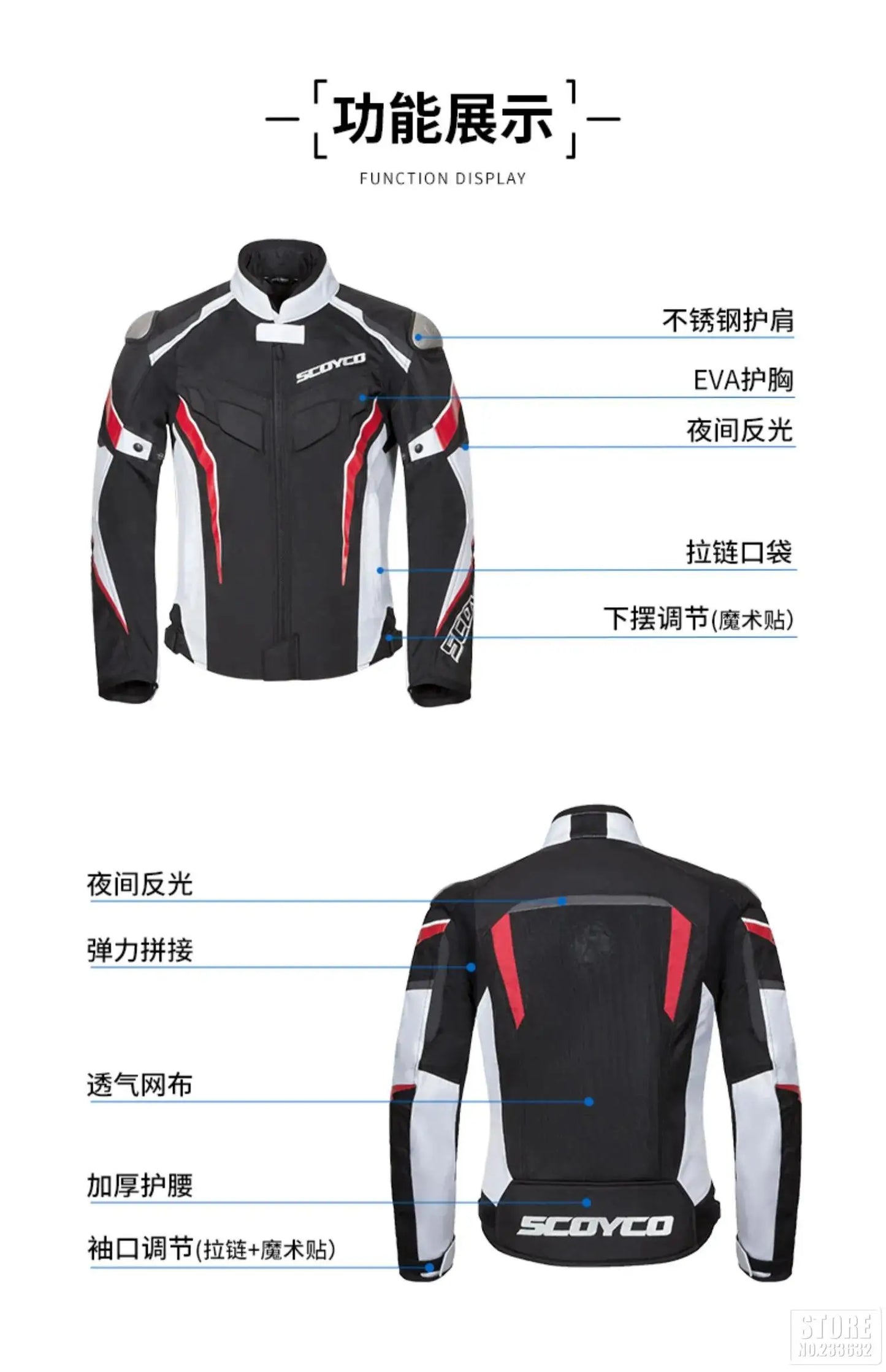 SCOYCO Motorbike Race Riding Jacket Breathable Road Commuter Race Motorcycle Top Off-Road Outdoor Riding Motorcycle Jacket