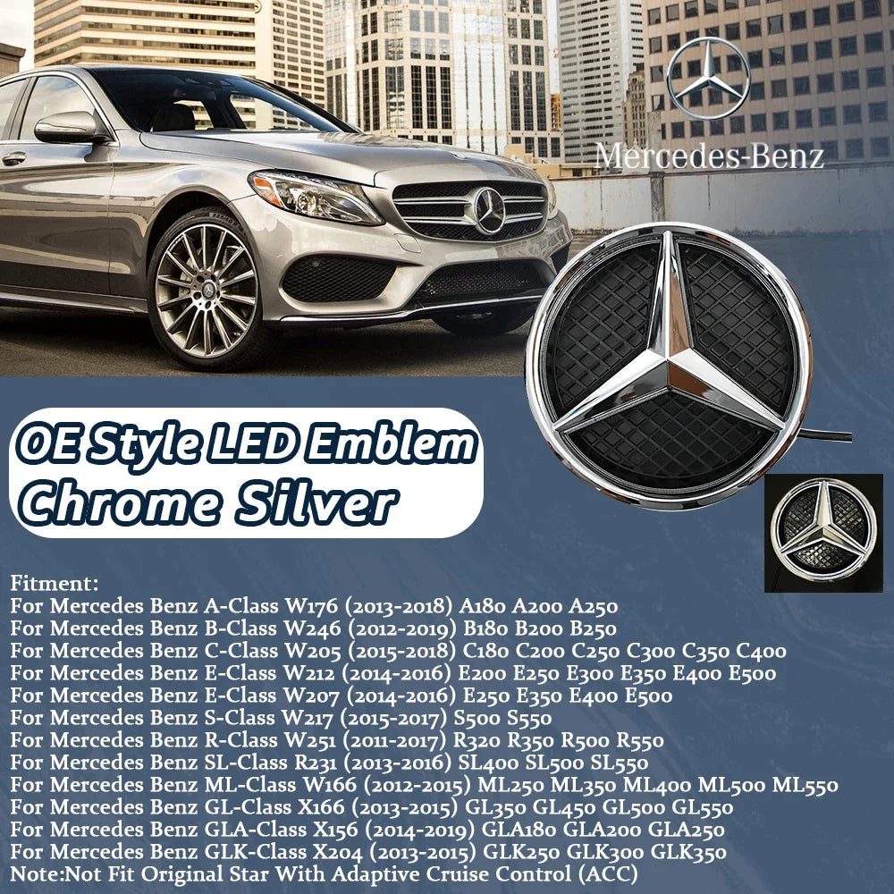 Glossy Black OE Style Car Front Grille Star Emblem Logo For Mercedes Benz W176 W246 W205 W212 W207 W217 W251 R231 W166 X166 X204