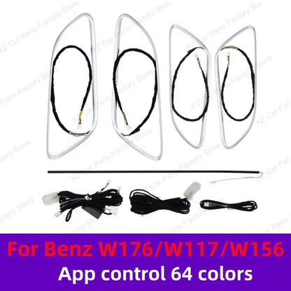 For Mercedes-Benz A CLA GLA W176 W117 W156 Turbine Air Vent Ambient Light Kit 12/64 Colors Air Vents Car Parts