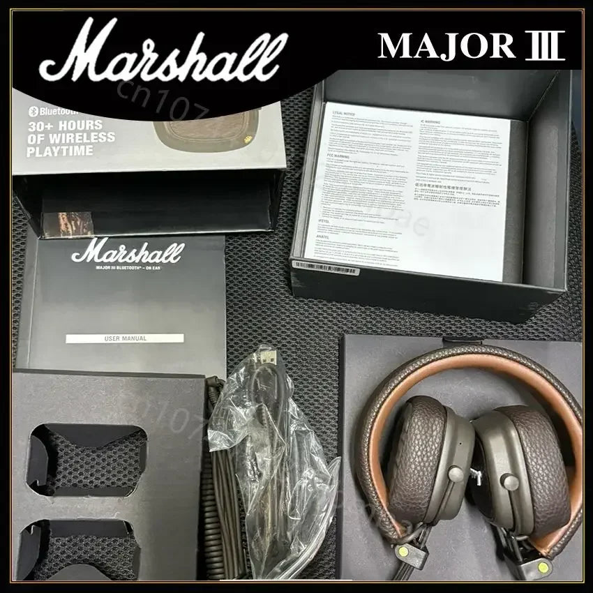 Marshall Major III Wireless Bluetooth Headphones Wireless Deep Bass Foldable Sport Gaming Music Headset with Microphone