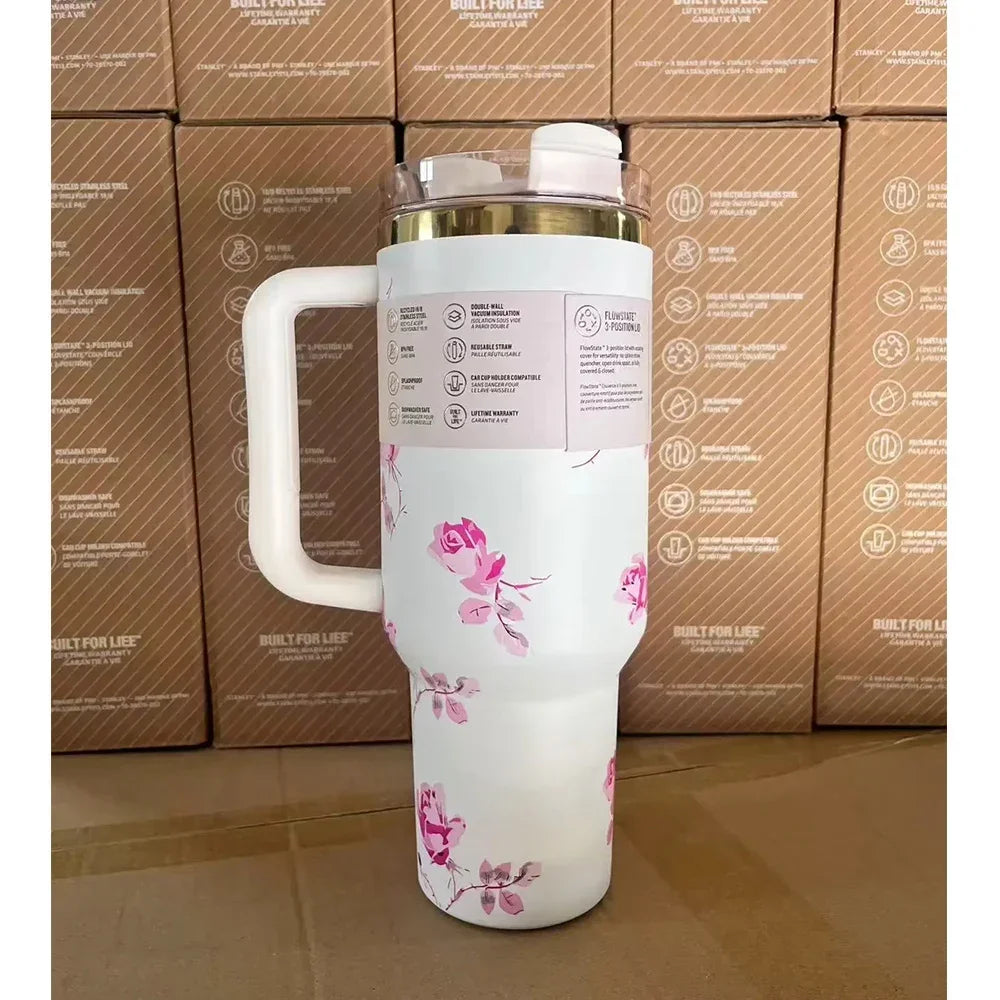 2025 New Hot 40Oz Stainless Steel Vacuum Flask Insulated Tumbler Cup with Lid and Straw Large Capacity for Travel Outdoor