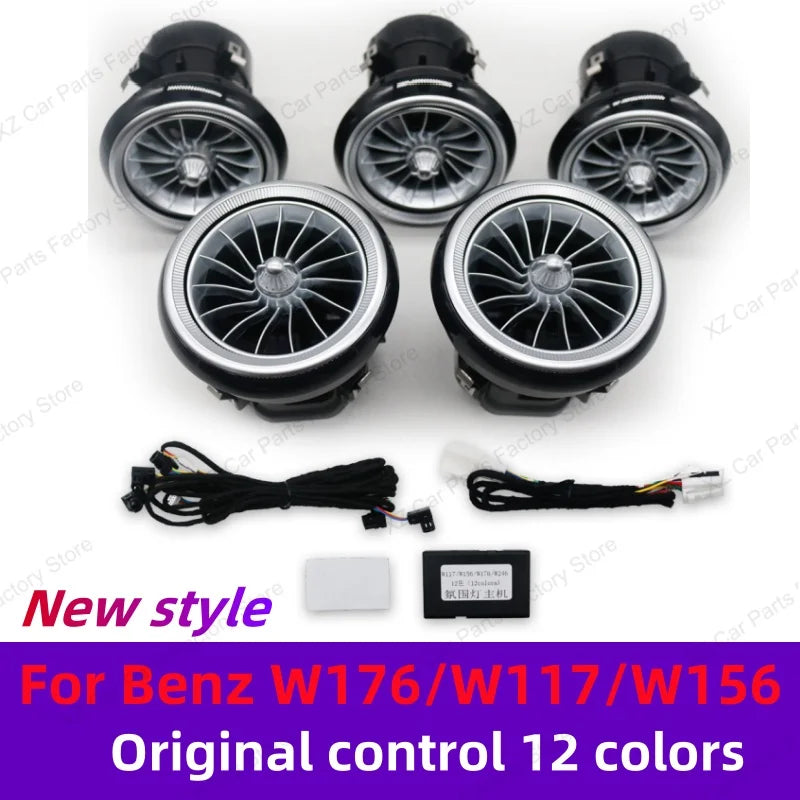 For Mercedes-Benz A CLA GLA W176 W117 W156 Turbine Air Vent Ambient Light Kit 12/64 Colors Air Vents Car Parts