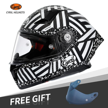 Motorcycle Carbon Fiber Full Face Street Bike Motorbike Helmets Lightweight Racing Helmet DOT ECE Approved CYRIL Casque Moto