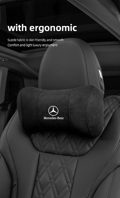 Suede Headrest Car Breathable Memory Foam Neck Pillow For Benz AMG W203 W206 W220 W205 W211 W212 W201 W210 W108 W168 GLC W176
