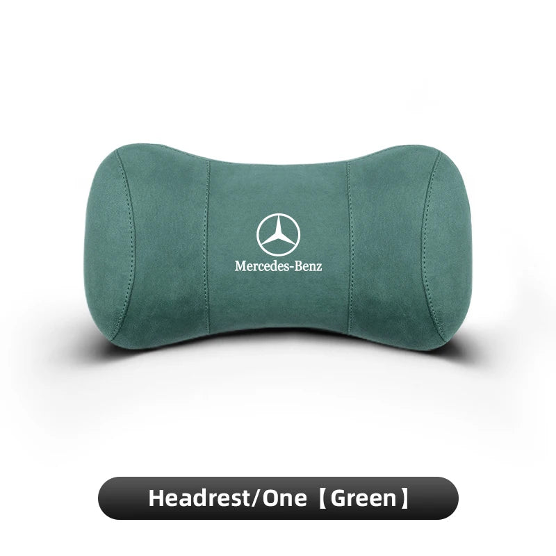 Suede Headrest Car Breathable Memory Foam Neck Pillow For Benz AMG W203 W206 W220 W205 W211 W212 W201 W210 W108 W168 GLC W176