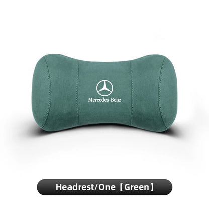 Suede Headrest Car Breathable Memory Foam Neck Pillow For Benz AMG W203 W206 W220 W205 W211 W212 W201 W210 W108 W168 GLC W176