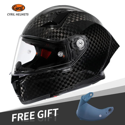 Motorcycle Carbon Fiber Full Face Street Bike Motorbike Helmets Lightweight Racing Helmet DOT ECE Approved CYRIL Casque Moto