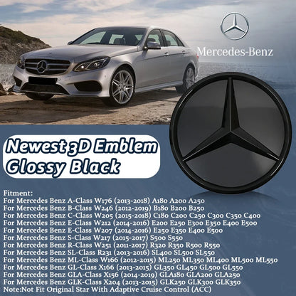 Glossy Black OE Style Car Front Grille Star Emblem Logo For Mercedes Benz W176 W246 W205 W212 W207 W217 W251 R231 W166 X166 X204