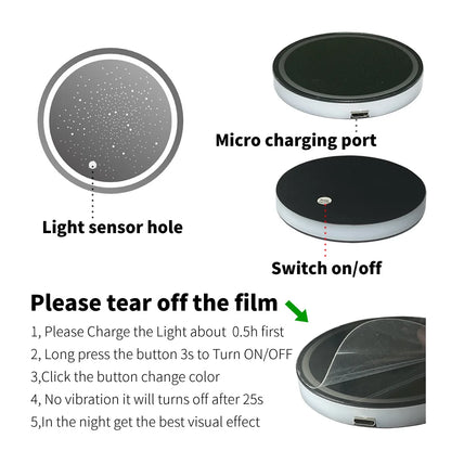 2PCS LED Cup Holder Lights for Car, Rechargeable 7 Color-Changing Light Up Cup Holder Insert Coasters, Car Accessories for Teens