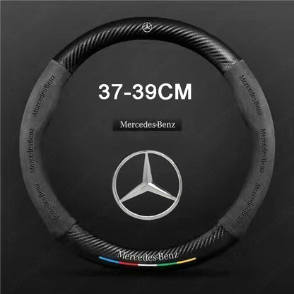 For Mercedes-Benz A B C E V R-Class C43 CLA GLA GLB GLC GLK SLK SL Vito ML Car Suede Carbon fiber Anti-slip Steering Wheel Cover