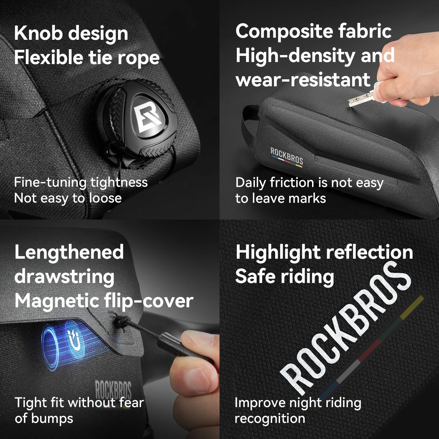 ROCKBROS ROAD TO SKY Bicycle Bags Magnetic Lid Top Tube Bag Waterproof Suction Front Bag Mobile Phone Bag
