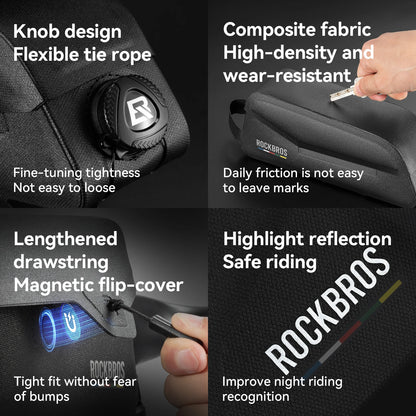 ROCKBROS ROAD TO SKY Bicycle Bags Magnetic Lid Top Tube Bag Waterproof Suction Front Bag Mobile Phone Bag