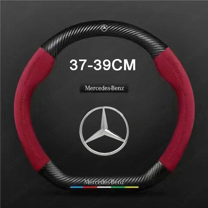 For Mercedes-Benz A B C E V R-Class C43 CLA GLA GLB GLC GLK SLK SL Vito ML Car Suede Carbon fiber Anti-slip Steering Wheel Cover