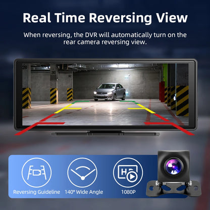 10.26 Inch Carplay & Android Auto 4K 2160P Wifi Dash Cam Rearview Camera Mirror Car DVR GPS Navigation Dual Lens Video Recorder