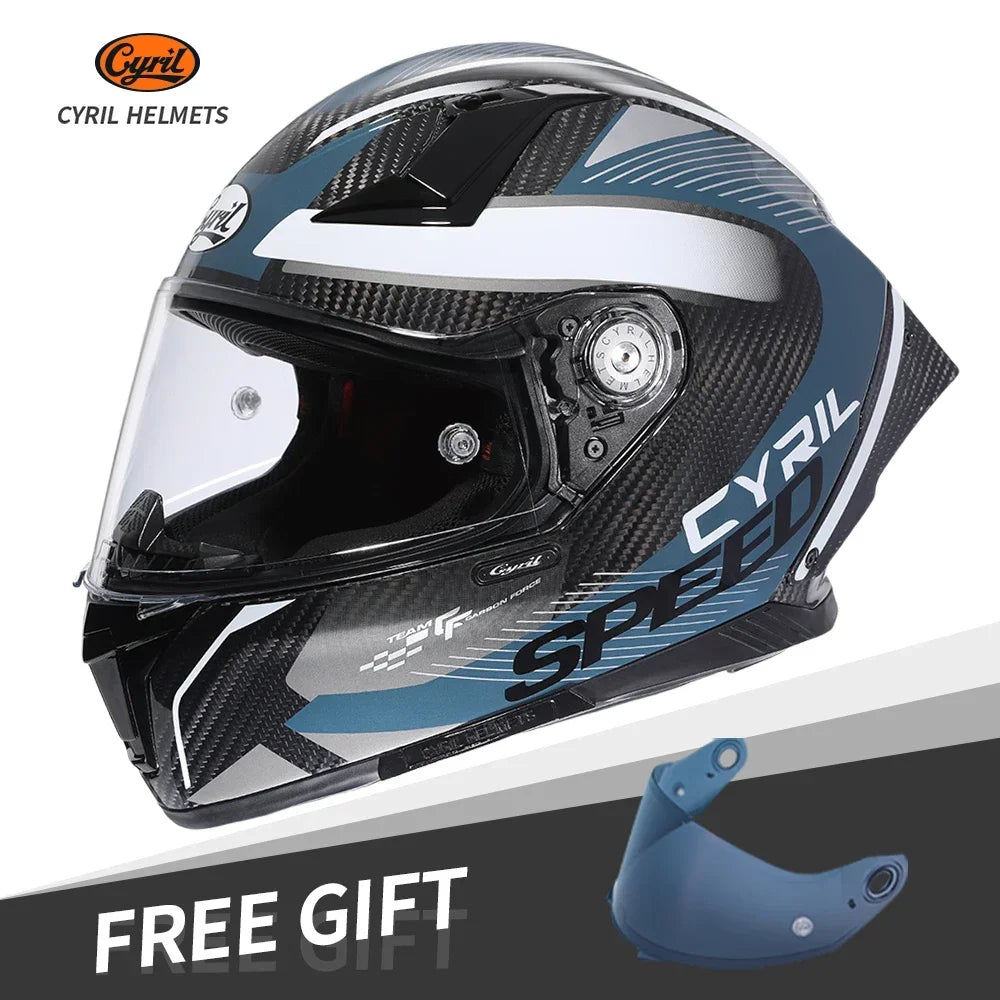 Motorcycle Carbon Fiber Full Face Street Bike Motorbike Helmets Lightweight Racing Helmet DOT ECE Approved CYRIL Casque Moto