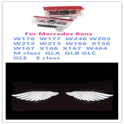 LED Angel Wing Decoration lamp Accessories For Mercedes Benz E A B C Class Car Door light W212 W213 W246 W205 X166 E200 X156 2X