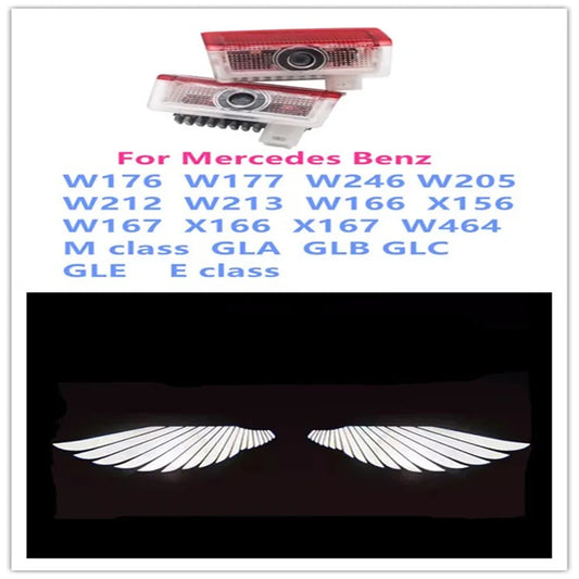 LED Angel Wing Decoration lamp Accessories For Mercedes Benz E A B C Class Car Door light W212 W213 W246 W205 X166 E200 X156 2X