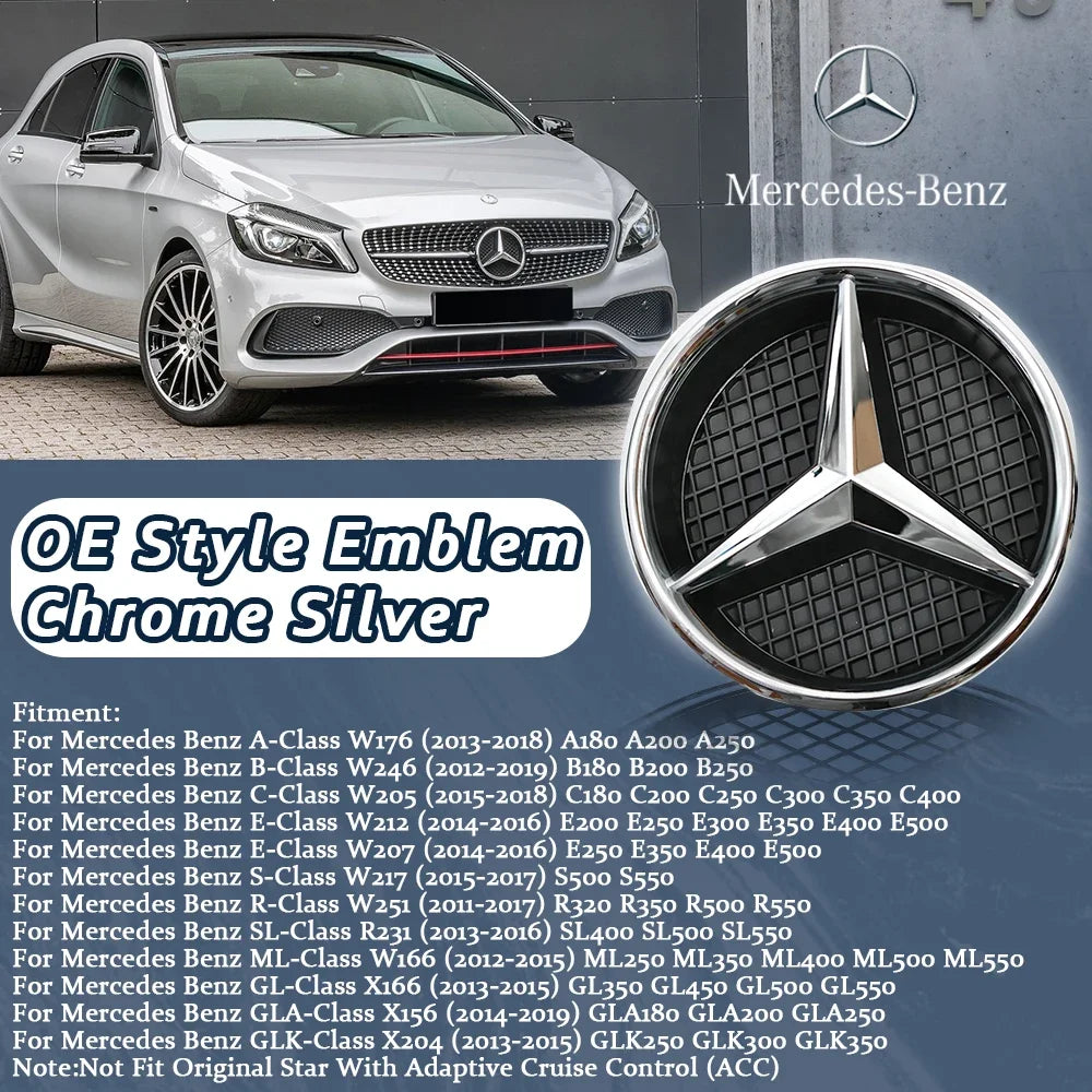 Glossy Black OE Style Car Front Grille Star Emblem Logo For Mercedes Benz W176 W246 W205 W212 W207 W217 W251 R231 W166 X166 X204