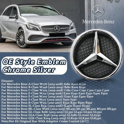 Glossy Black OE Style Car Front Grille Star Emblem Logo For Mercedes Benz W176 W246 W205 W212 W207 W217 W251 R231 W166 X166 X204