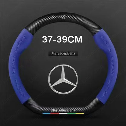 For Mercedes-Benz A B C E V R-Class C43 CLA GLA GLB GLC GLK SLK SL Vito ML Car Suede Carbon fiber Anti-slip Steering Wheel Cover