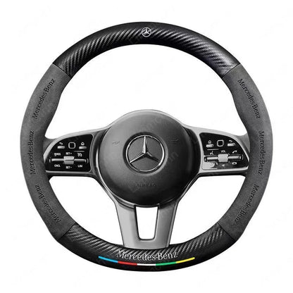For Mercedes-Benz A B C E V R-Class C43 CLA GLA GLB GLC GLK SLK SL Vito ML Car Suede Carbon fiber Anti-slip Steering Wheel Cover