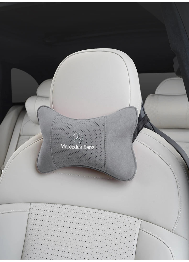 Suede Headrest Car Breathable Memory Foam Neck Pillow For Benz AMG W203 W206 W220 W205 W211 W212 W201 W210 W108 W168 GLC W176