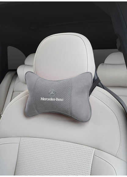 Suede Headrest Car Breathable Memory Foam Neck Pillow For Benz AMG W203 W206 W220 W205 W211 W212 W201 W210 W108 W168 GLC W176