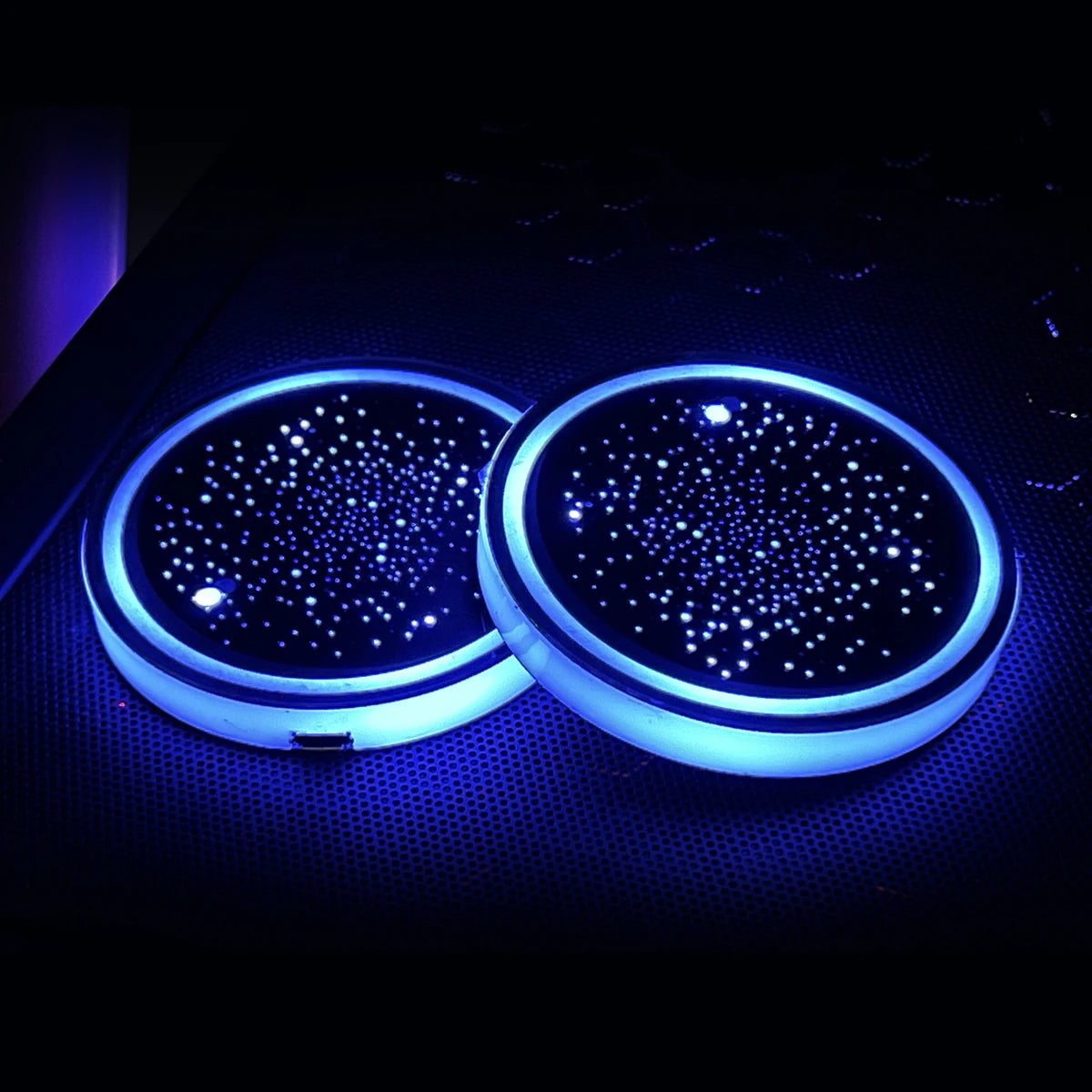 2PCS LED Cup Holder Lights for Car, Rechargeable 7 Color-Changing Light Up Cup Holder Insert Coasters, Car Accessories for Teens