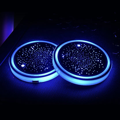 2PCS LED Cup Holder Lights for Car, Rechargeable 7 Color-Changing Light Up Cup Holder Insert Coasters, Car Accessories for Teens