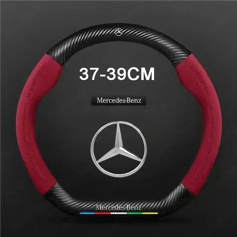 For Mercedes-Benz A B C E V R-Class C43 CLA GLA GLB GLC GLK SLK SL Vito ML Car Suede Carbon fiber Anti-slip Steering Wheel Cover