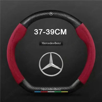 For Mercedes-Benz A B C E V R-Class C43 CLA GLA GLB GLC GLK SLK SL Vito ML Car Suede Carbon fiber Anti-slip Steering Wheel Cover