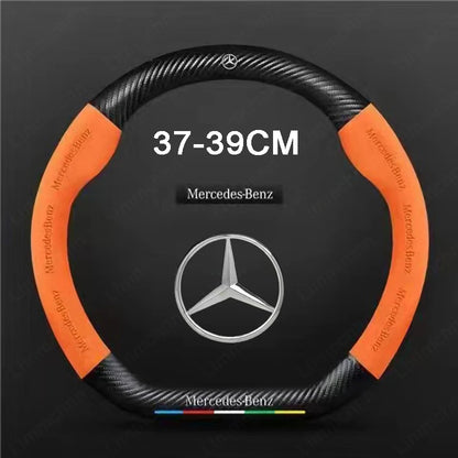 For Mercedes-Benz A B C E V R-Class C43 CLA GLA GLB GLC GLK SLK SL Vito ML Car Suede Carbon fiber Anti-slip Steering Wheel Cover