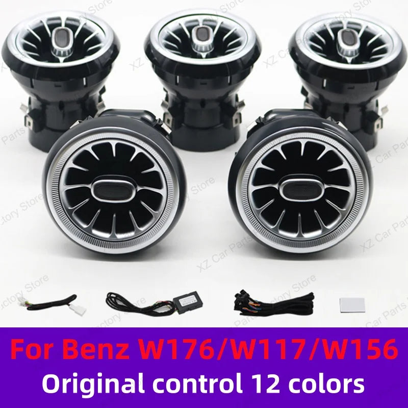 For Mercedes-Benz A CLA GLA W176 W117 W156 Turbine Air Vent Ambient Light Kit 12/64 Colors Air Vents Car Parts