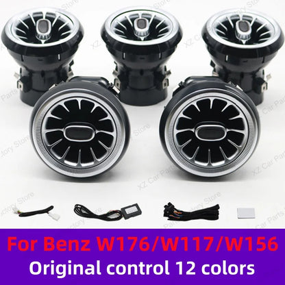 For Mercedes-Benz A CLA GLA W176 W117 W156 Turbine Air Vent Ambient Light Kit 12/64 Colors Air Vents Car Parts