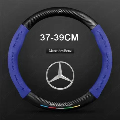 For Mercedes-Benz A B C E V R-Class C43 CLA GLA GLB GLC GLK SLK SL Vito ML Car Suede Carbon fiber Anti-slip Steering Wheel Cover