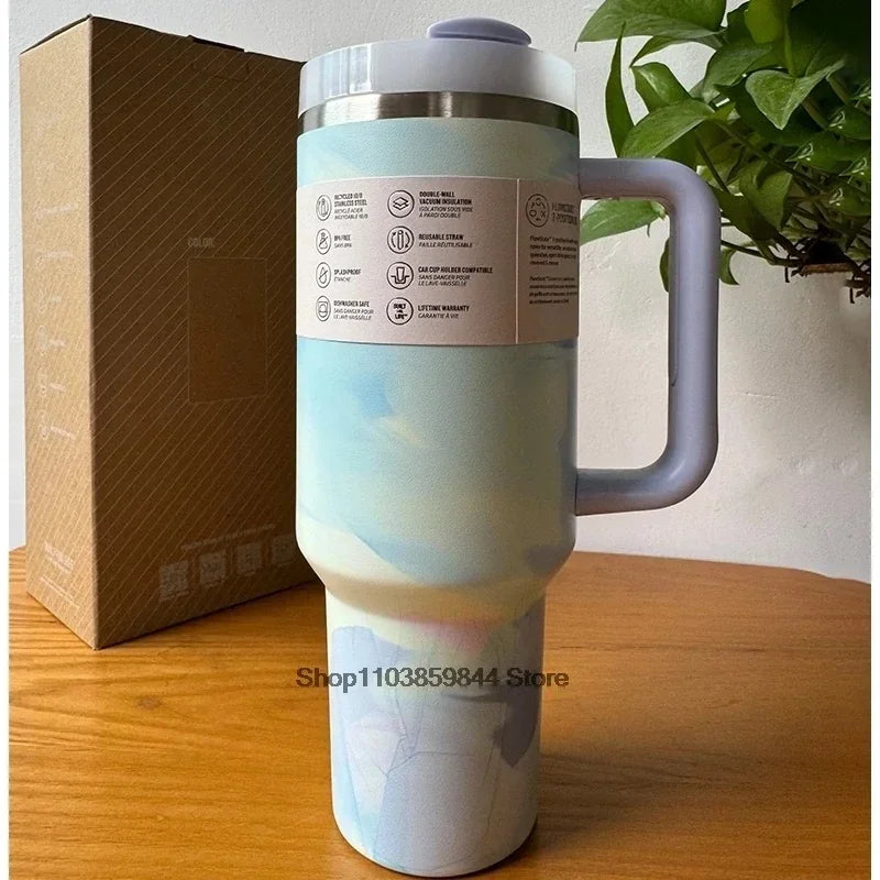 2025 New Hot 40Oz Stainless Steel Vacuum Flask Insulated Tumbler Cup with Lid and Straw Large Capacity for Travel Outdoor
