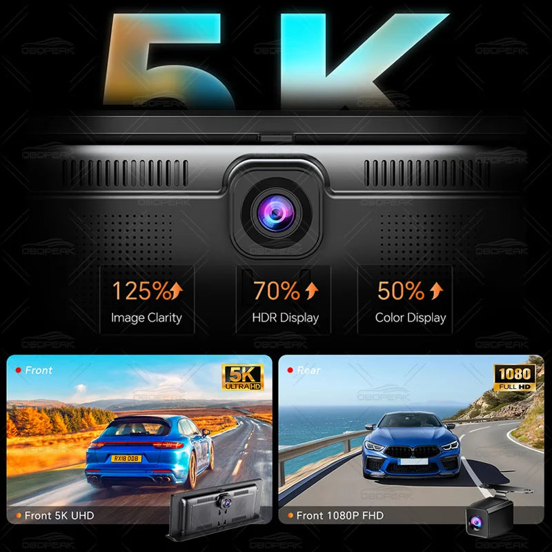 K8 Pro 11.3"  Touch Screen Car Camera 5K Dash Cam GPS 5G WiFi Wireless CarPlay & Android Auto Loop Recording GPS Navigation DVR