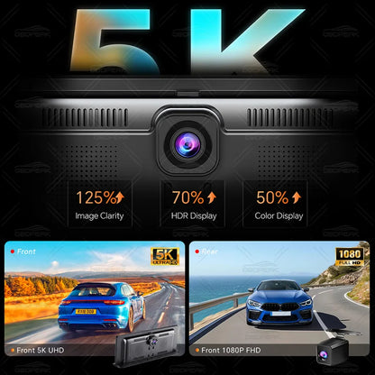 K8 Pro 11.3"  Touch Screen Car Camera 5K Dash Cam GPS 5G WiFi Wireless CarPlay & Android Auto Loop Recording GPS Navigation DVR