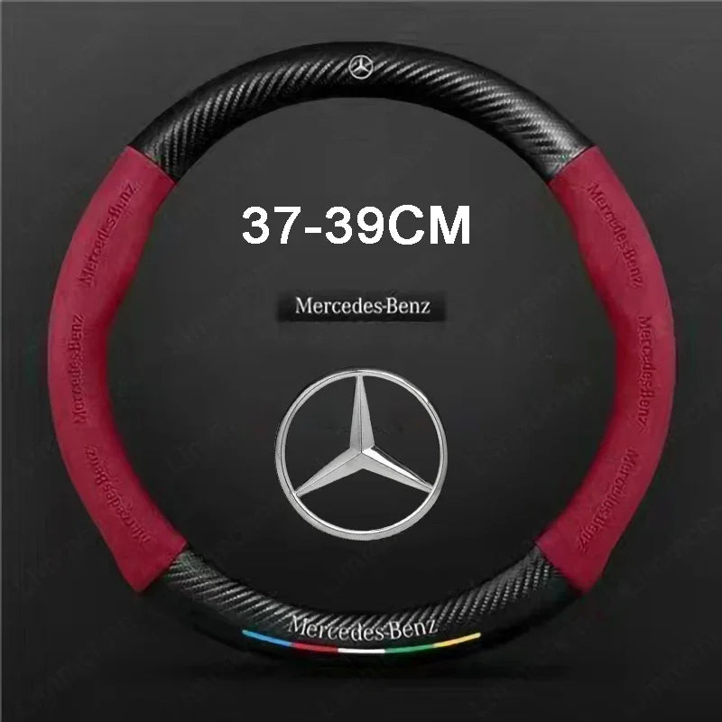 For Mercedes-Benz A B C E V R-Class C43 CLA GLA GLB GLC GLK SLK SL Vito ML Car Suede Carbon fiber Anti-slip Steering Wheel Cover