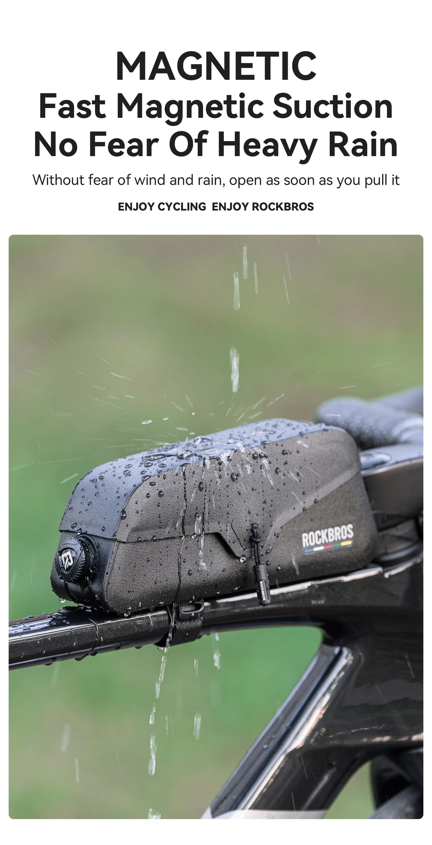 ROCKBROS ROAD TO SKY Bicycle Bags Magnetic Lid Top Tube Bag Waterproof Suction Front Bag Mobile Phone Bag