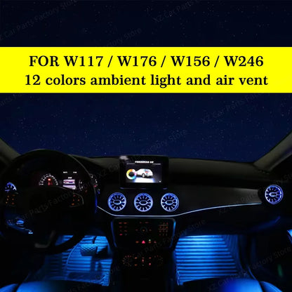 For Mercedes-Benz A CLA GLA W176 W117 W156 Turbine Air Vent Ambient Light Kit 12/64 Colors Air Vents Car Parts