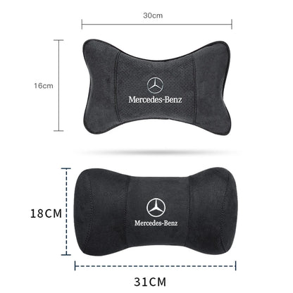 Suede Headrest Car Breathable Memory Foam Neck Pillow For Benz AMG W203 W206 W220 W205 W211 W212 W201 W210 W108 W168 GLC W176